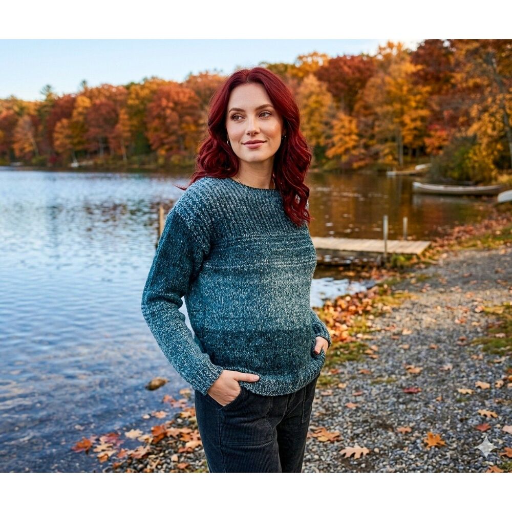 Orvis Artisan Crewneck Ombre Marled Pullover Sweater Size S